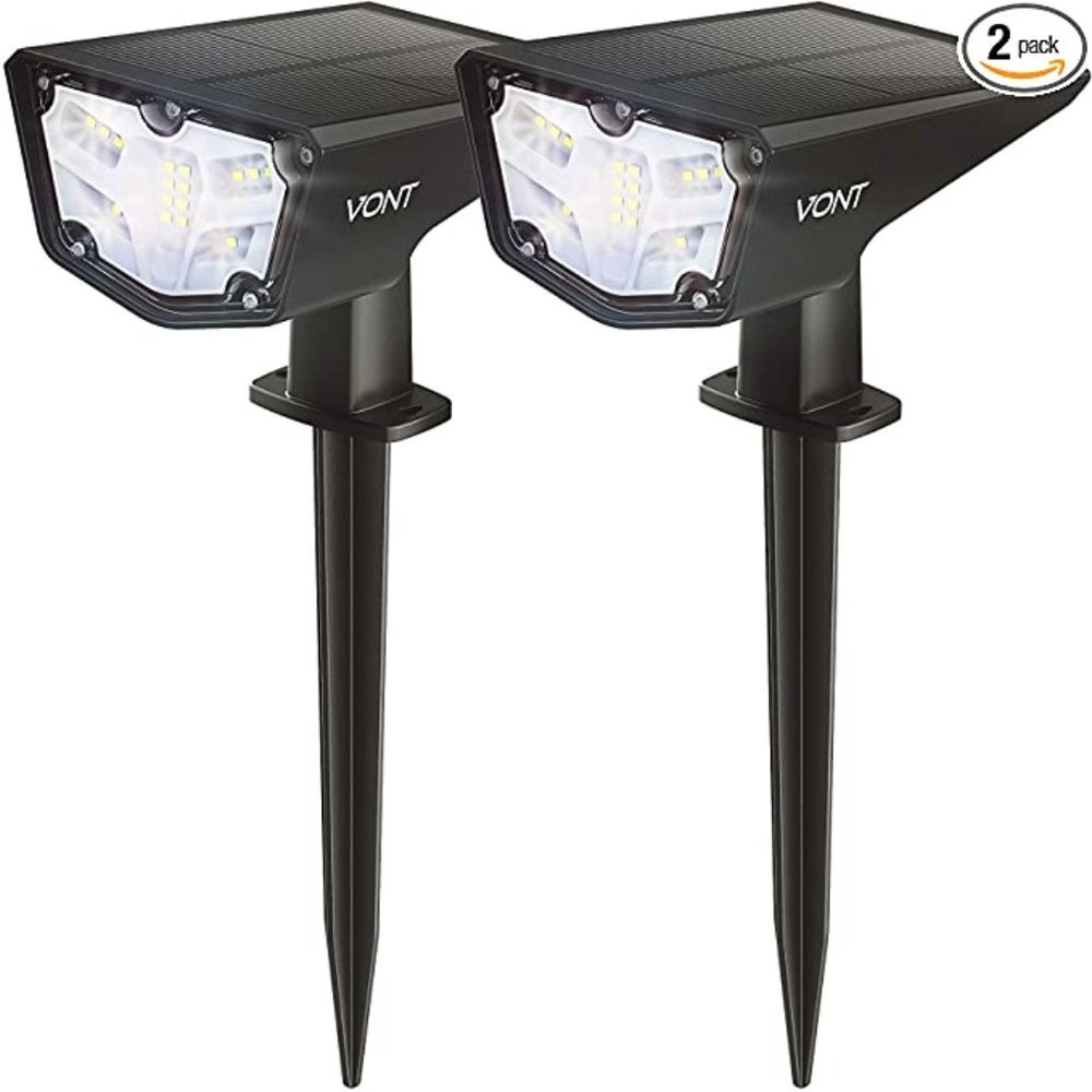 Vont LED Outdoor Solar Lights, [2 Pack] IPX7 Waterproof Landscape Spotlights
